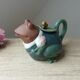 Authentic frog-shaped stoneware teapot made in Japan
