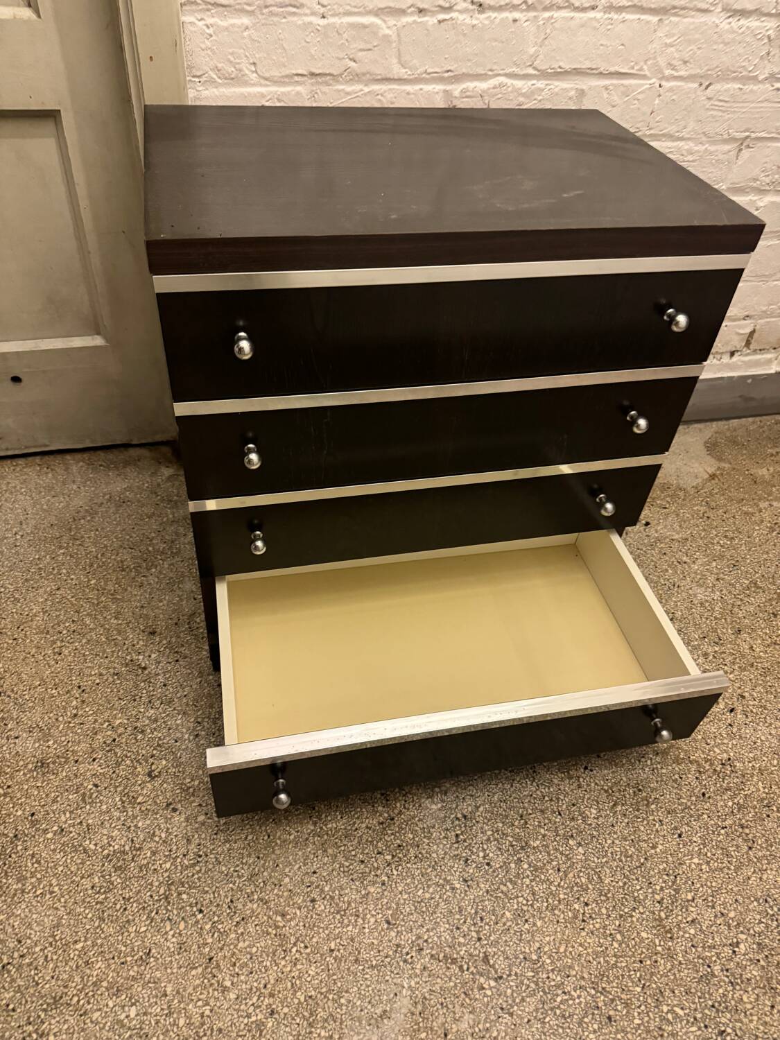 Wenge and silver bedside tables, Belgium, 1960