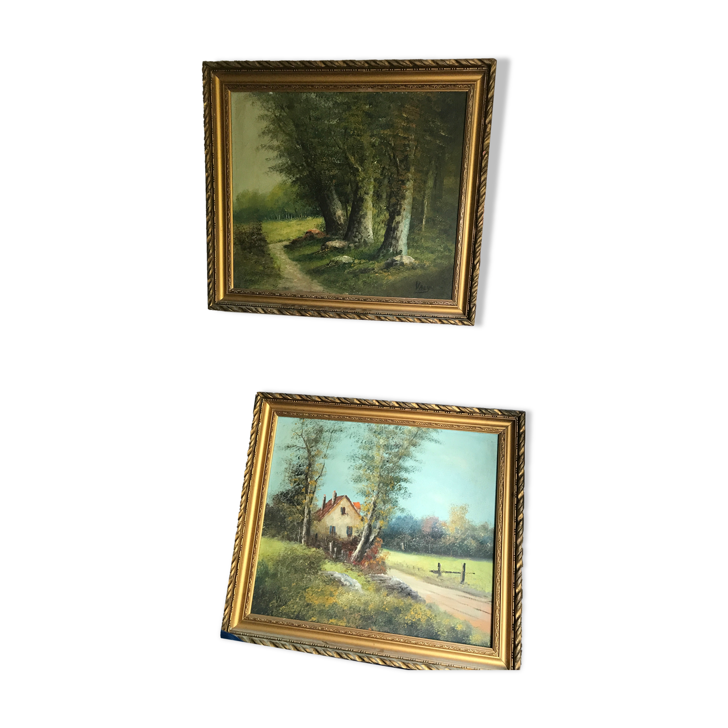 Pair two oil paintings on canvas