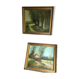 Pair two oil paintings on canvas
