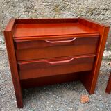 Pair of Scandinavian style bedside tables Gautier furniture with lighting 70s