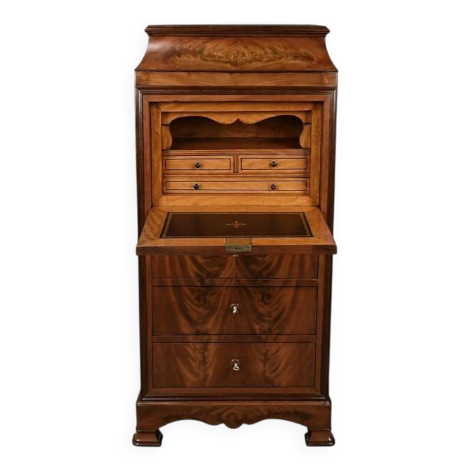 Small Secretary/Chiffonier in Mahogany Burl and Lemonwood – 1900
