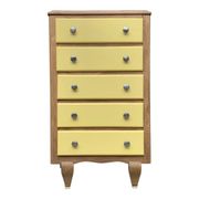 Art Deco chest of drawers in raw oak and yellow