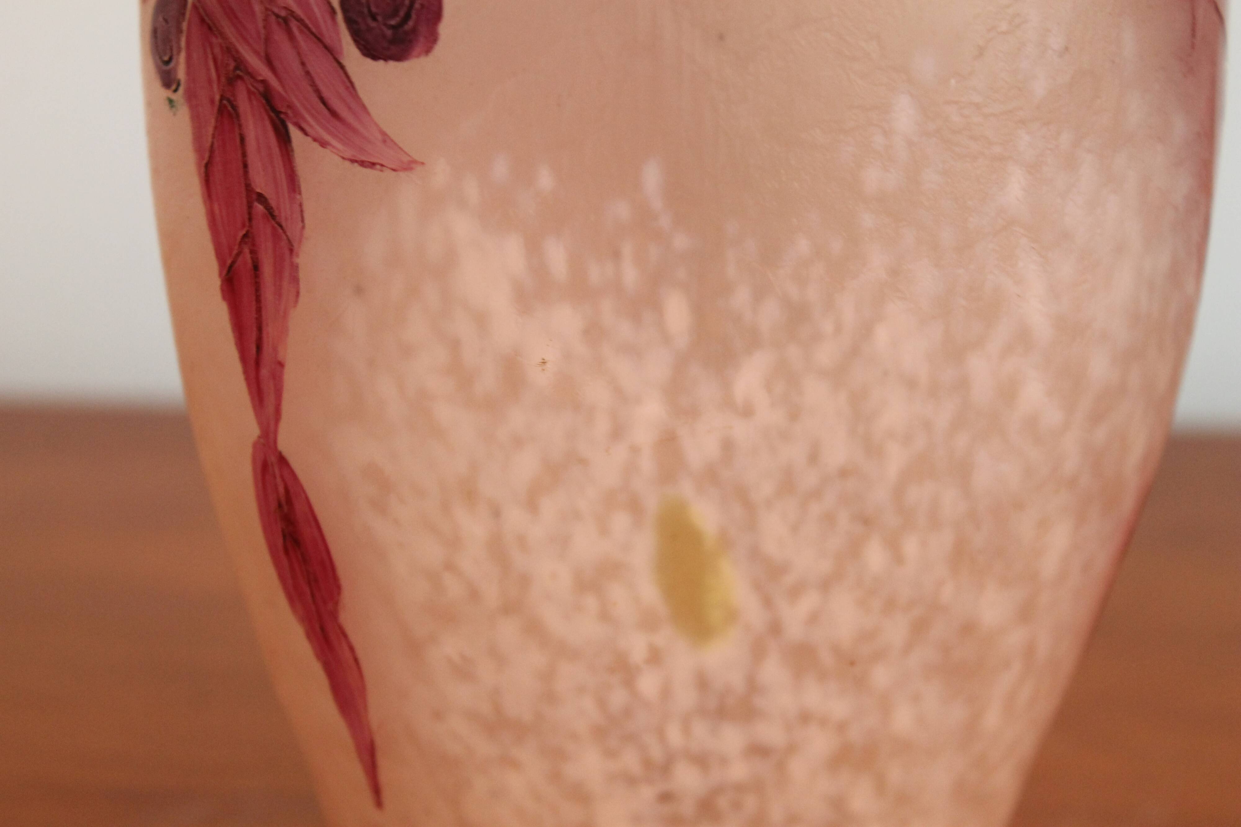 Legras vase ruby series in flowers in acid-etched glass