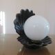 Black ceramic shell lamp and white opaline ball 1970