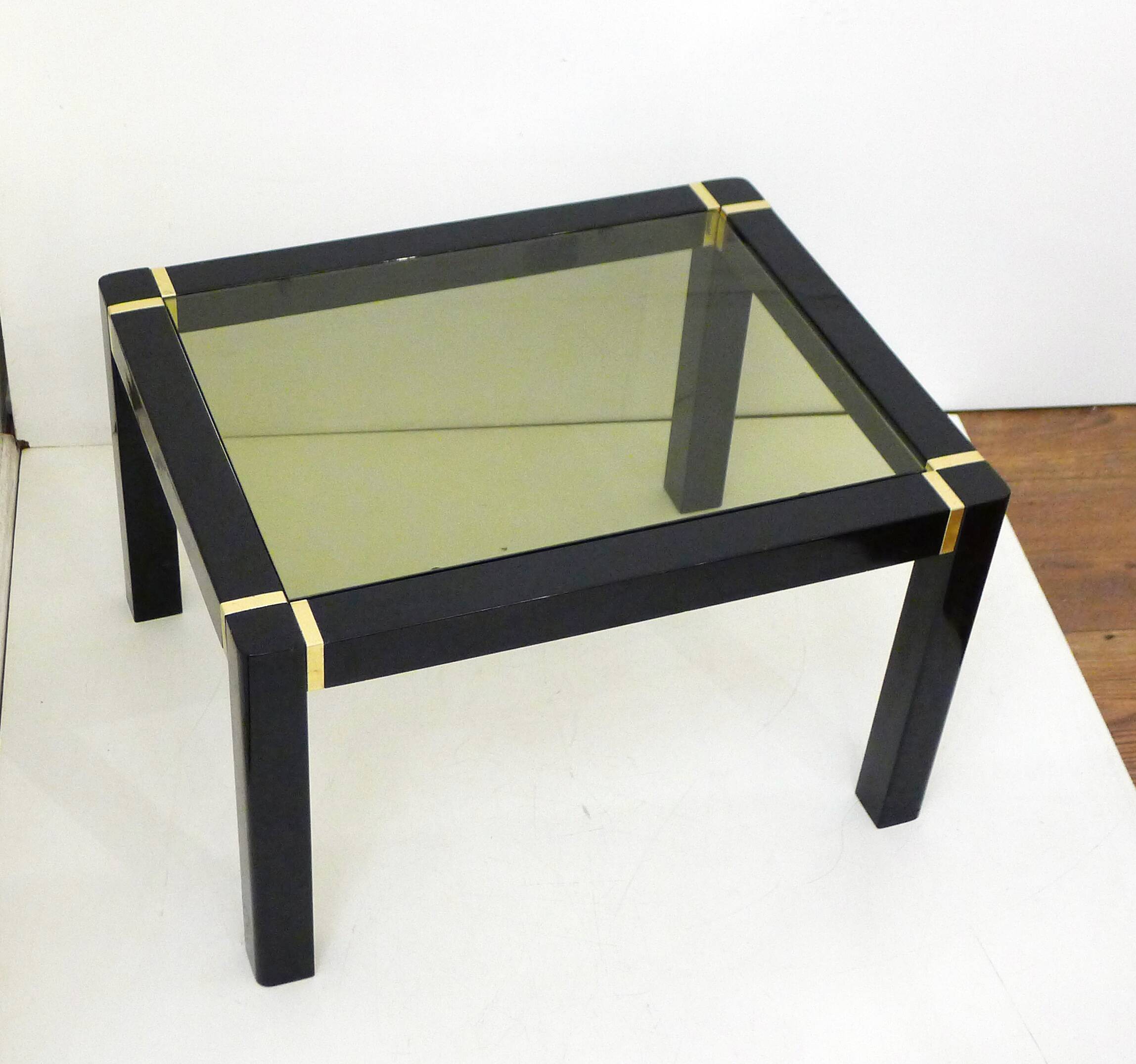 Black wood & smoked glass coffee table