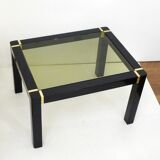 Table basse bois noir & verre fumé