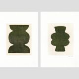 Duo of paints - pow and mood - dark khaki green - signed eawy