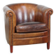 Cognac-Colored Sheepskin Leather Club Armchair