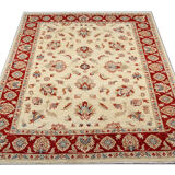 Traditional Afghan Ziegler Rug Handwoven Cream Wool Carpet- 165x195cm