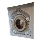 Mirror in whitewashed wood on painted canvas