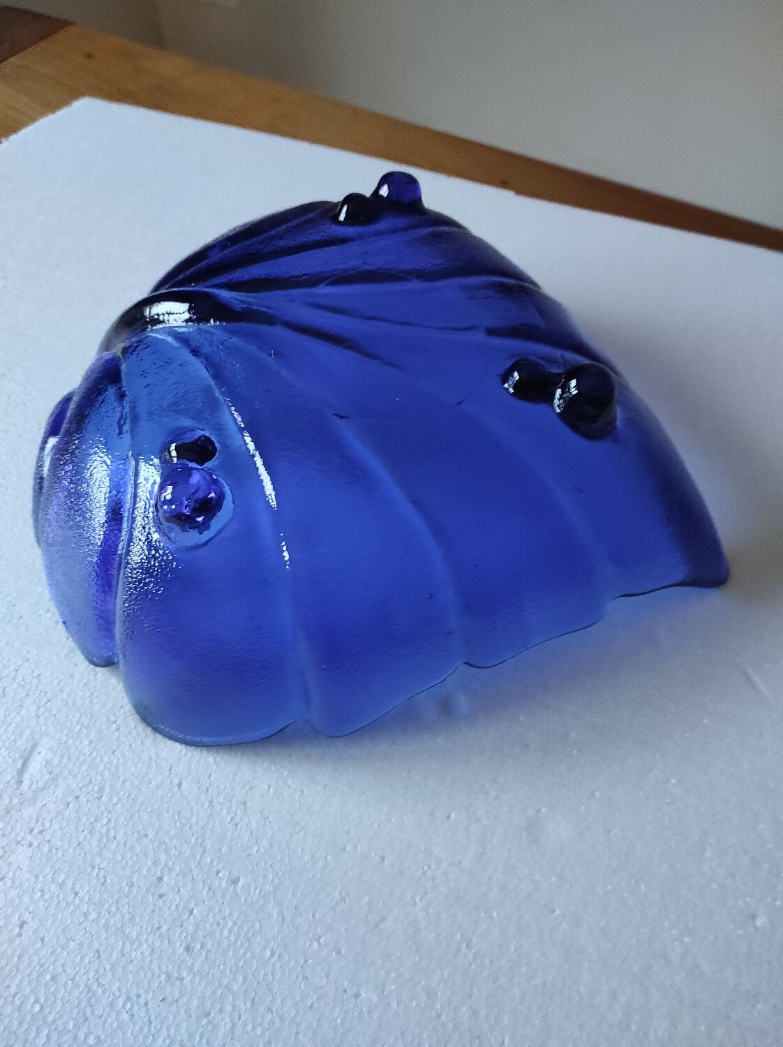 Blue glass fruit bowl