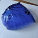 Blue glass fruit bowl