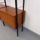 Vintage Italian double modular shelf bookcase in teak and metal