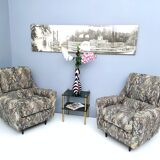 Pair of High-Quality Patterned Fabric Armchairs, Italy