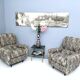 Pair of High-Quality Patterned Fabric Armchairs, Italy