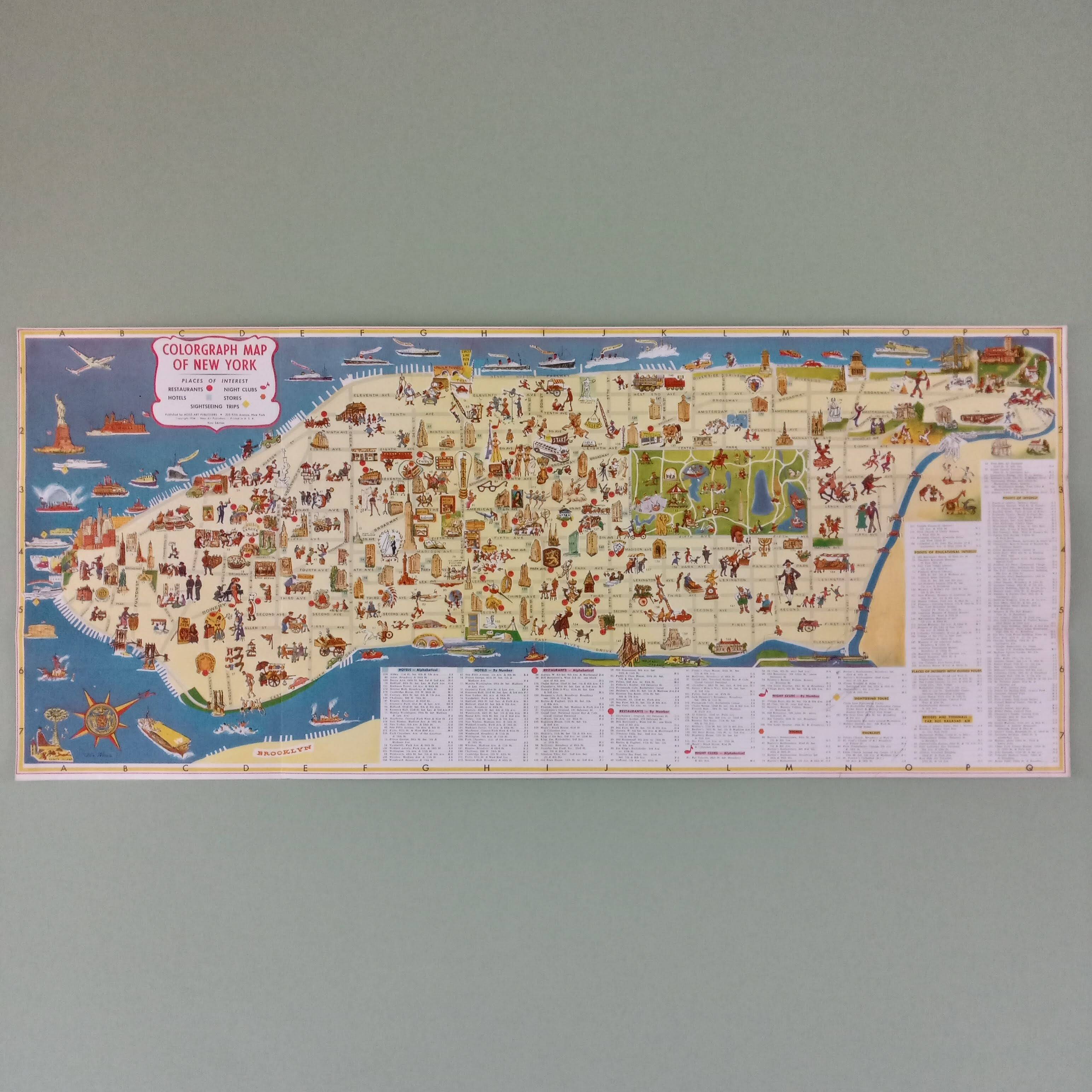 Pictorial map of New York 1950's