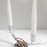 Pair of Art Deco Glass Chrome Lamps