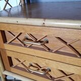 Louis Sognot vintage bamboo and rattan library - 1960s