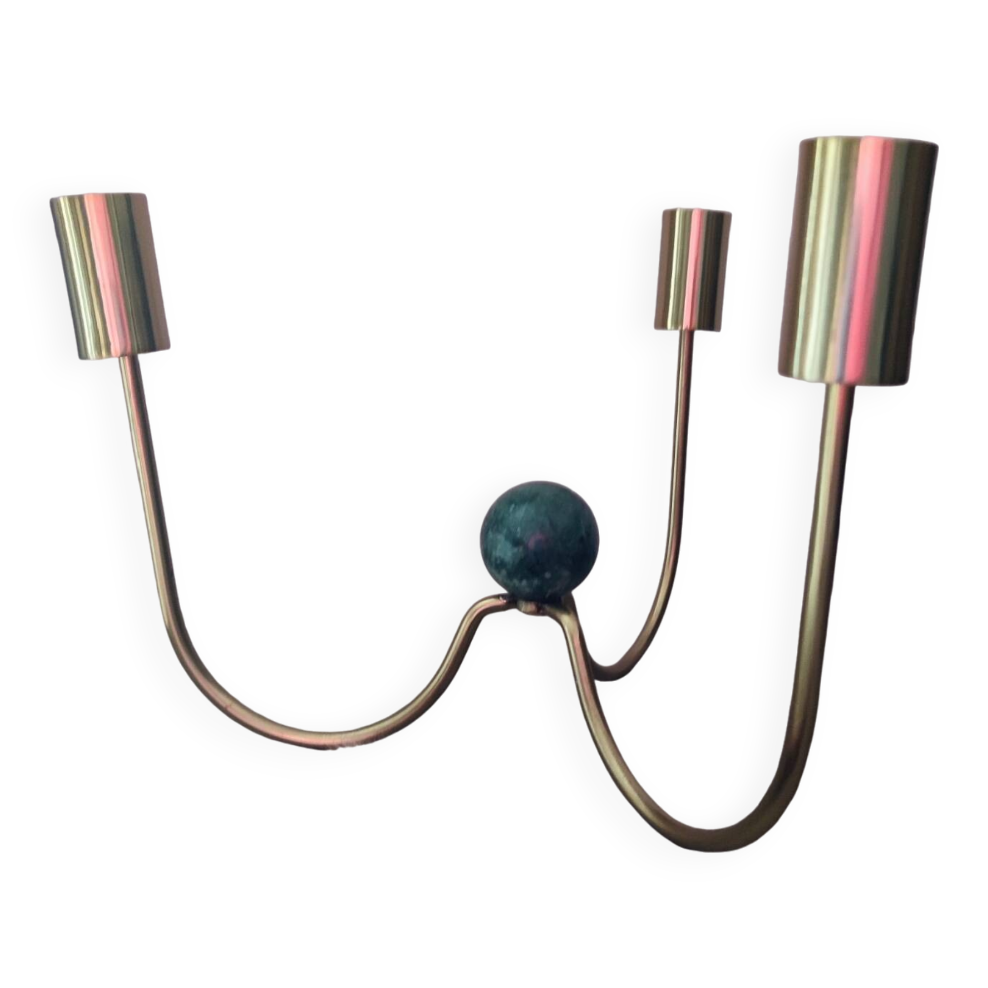 3-branch design candle holder in brass