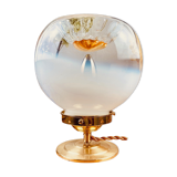 Old globe table lamp bi-color Murano Mazzega in white and orange blown glass