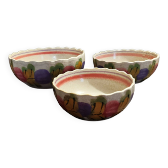 Vintage stoneware salad bowls MBFR Pornic France Ninon 20th century