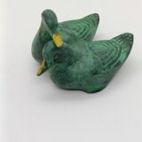 Deux canards verts et dorés en laiton