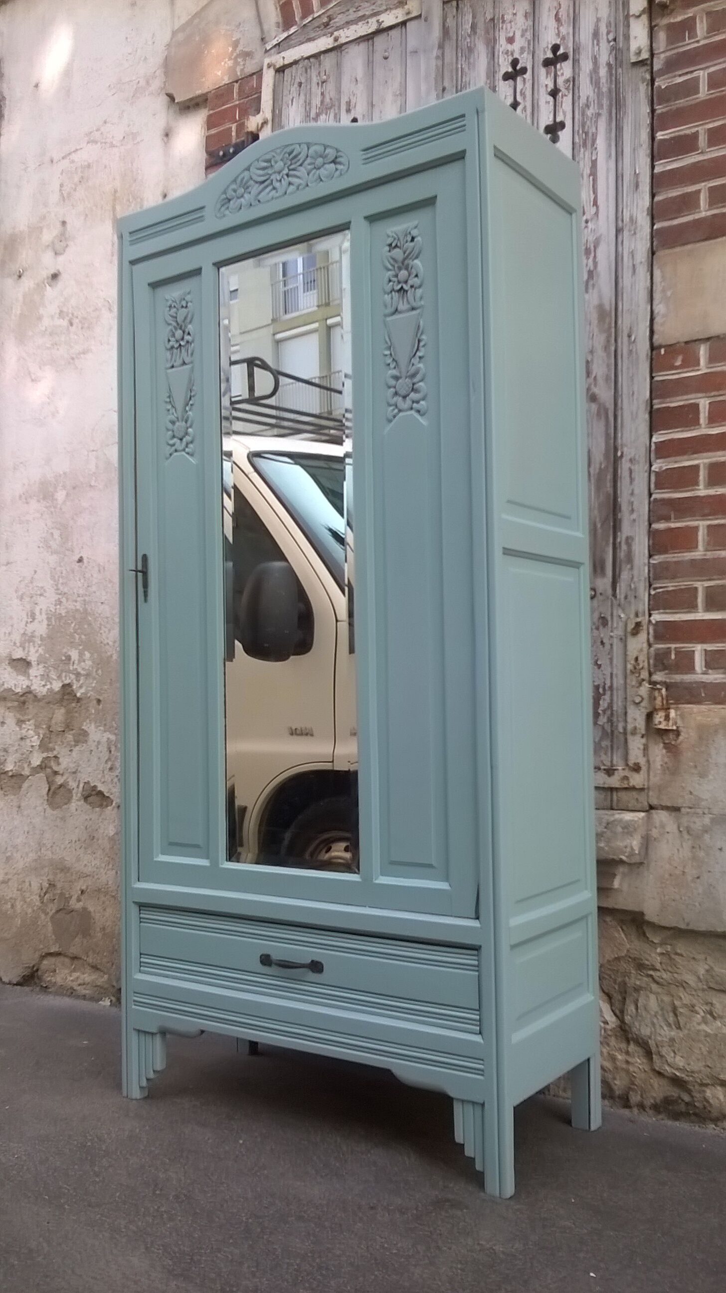 Green parisian wardrobe jade art deco