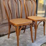 Pair of Thonet style bistro chairs in bentwood canework - 1930s