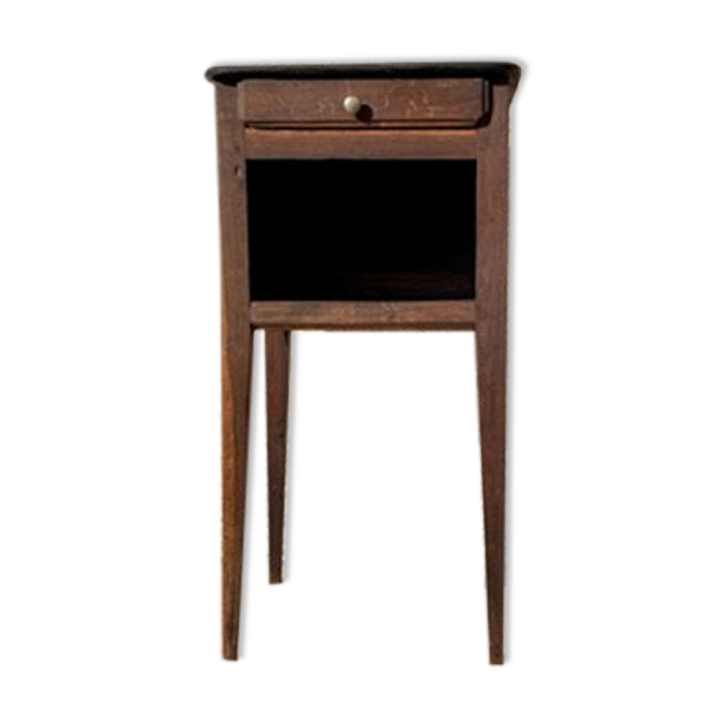 Solid oak bedside table and vintage compass legs