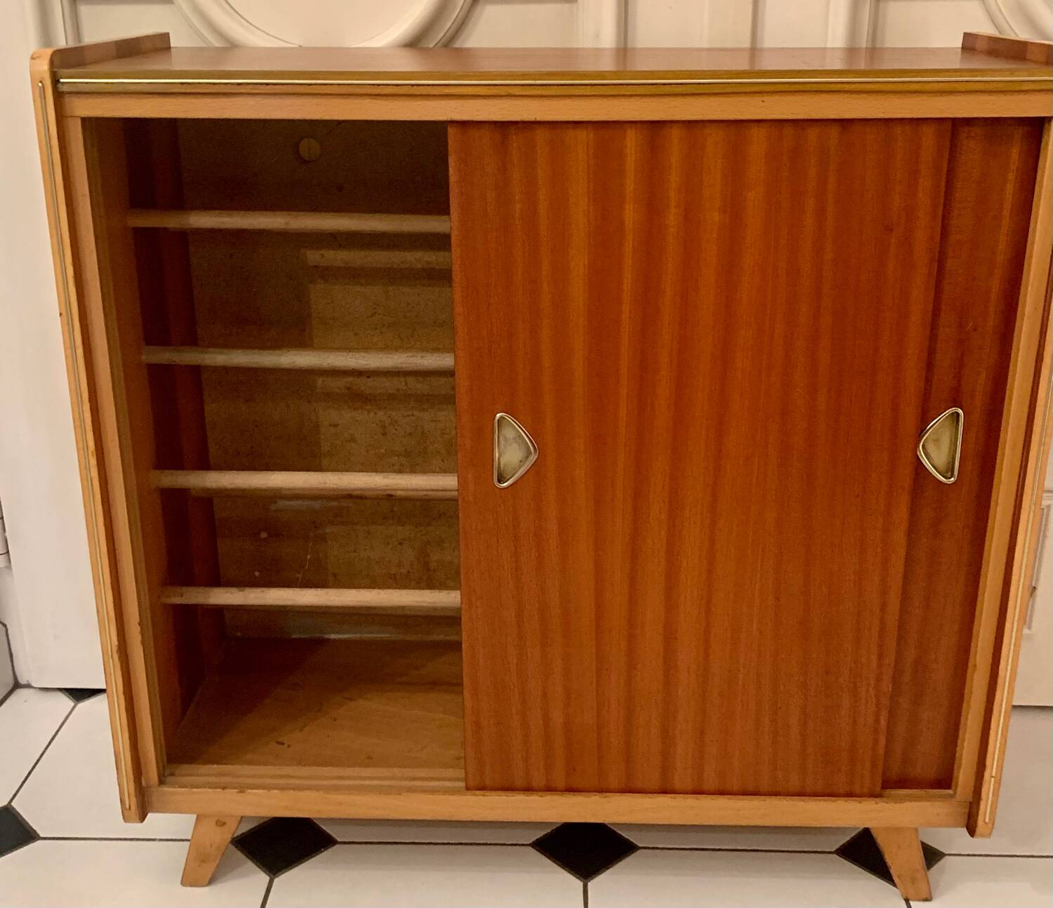 Vintage shoe cabinet with compass feet