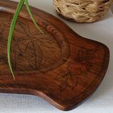 Vintage oak top engraved parrots