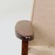 Mid-century modern armchair in camel wool with oak wood.