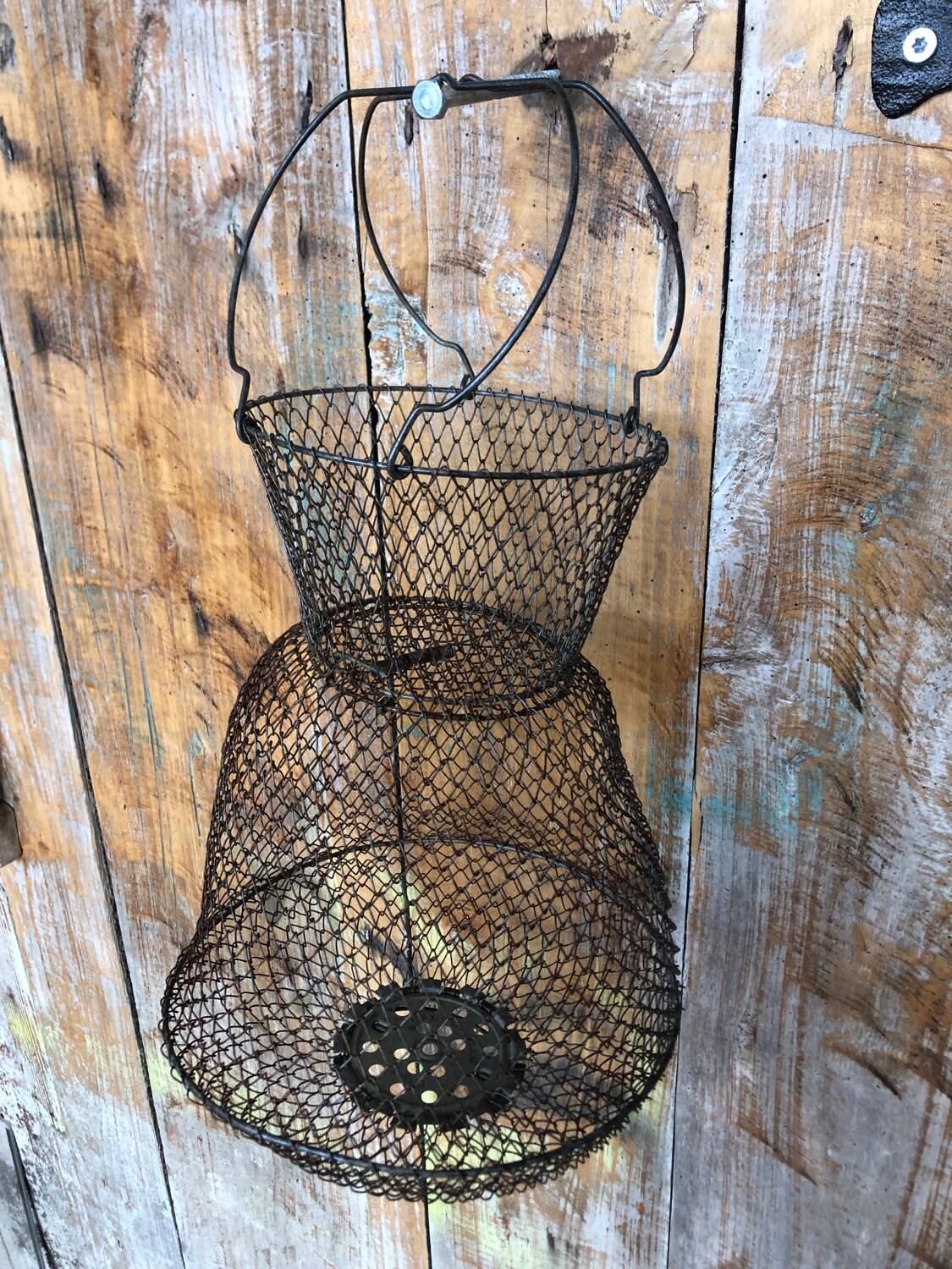 Old Fishing Net Vintage Foldable Metal Basket
