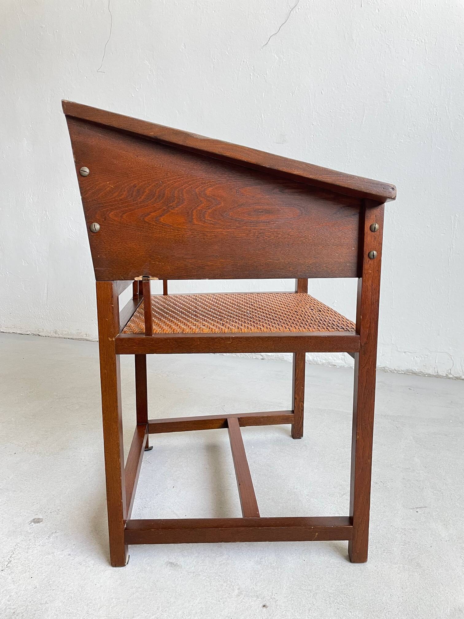 Hans Vollmer & Prag-Rudniker Wickerwork, Oak and Cane Chair Mod. 464, 1902