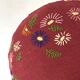 Paire de coussins ronds vintage en lin brodé