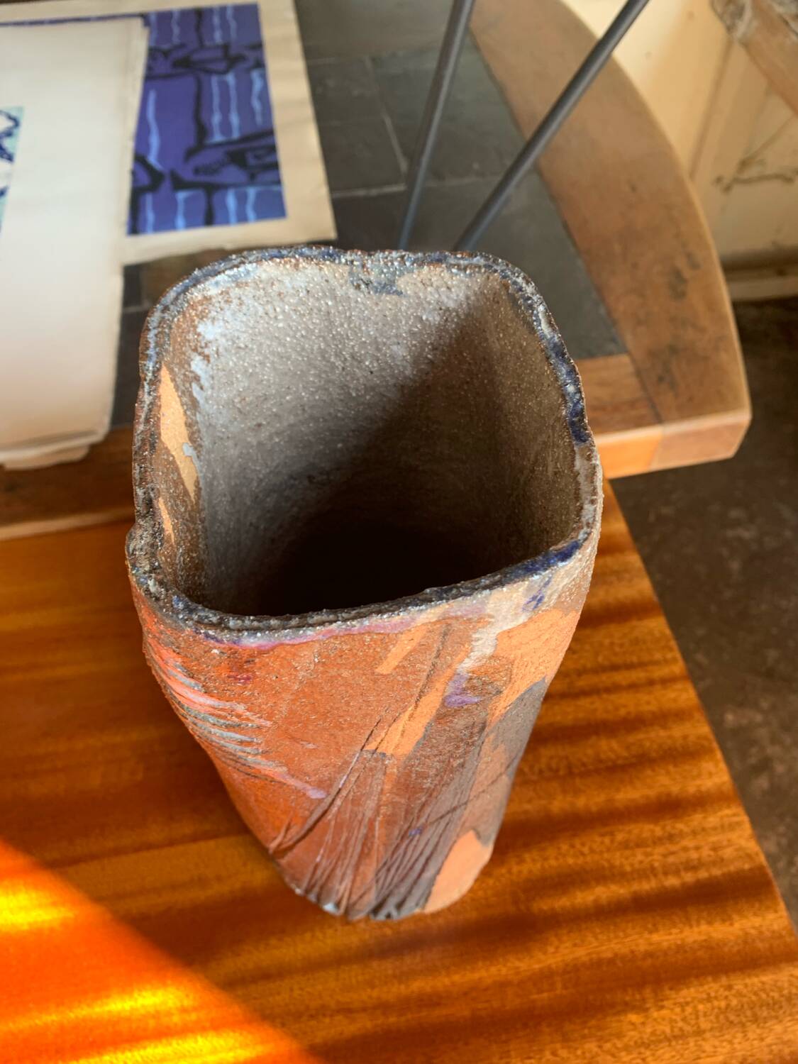 Sculptural stoneware vase — French studio pottery, 1960s/70s