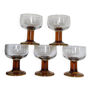 5 verres bloc ambré