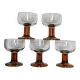 5 amber block glasses from the 1970s