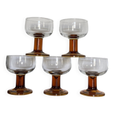 5 verres bloc ambré années 70