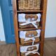 Chest of drawers / Wooden storage column with 4 wicker baskets very
