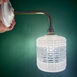 Vintage globe angled wall light in white and clear glass