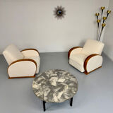 Antique stone and metal coffee table, vintage 70s design