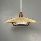 Large Mid-Century Teak and Sisal Cord Hanging Pendant by Temde Leuchten,60s