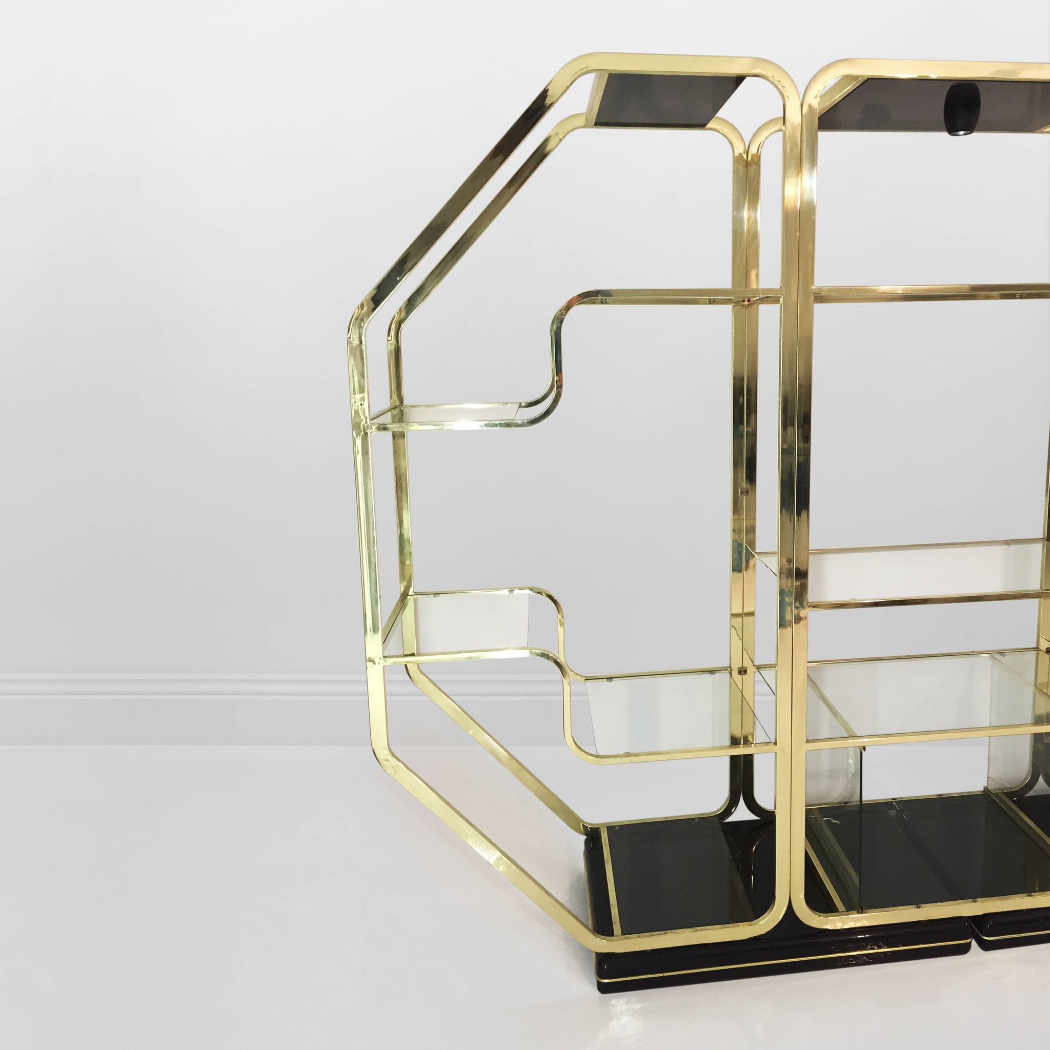 Brass Glass Octagonal Etagere Hollywood Regency 70s Midcentury