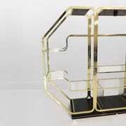 Brass Glass Octagonal Etagere Hollywood Regency 70s Midcentury