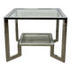 Table basse / bout de canapé chromé et verre