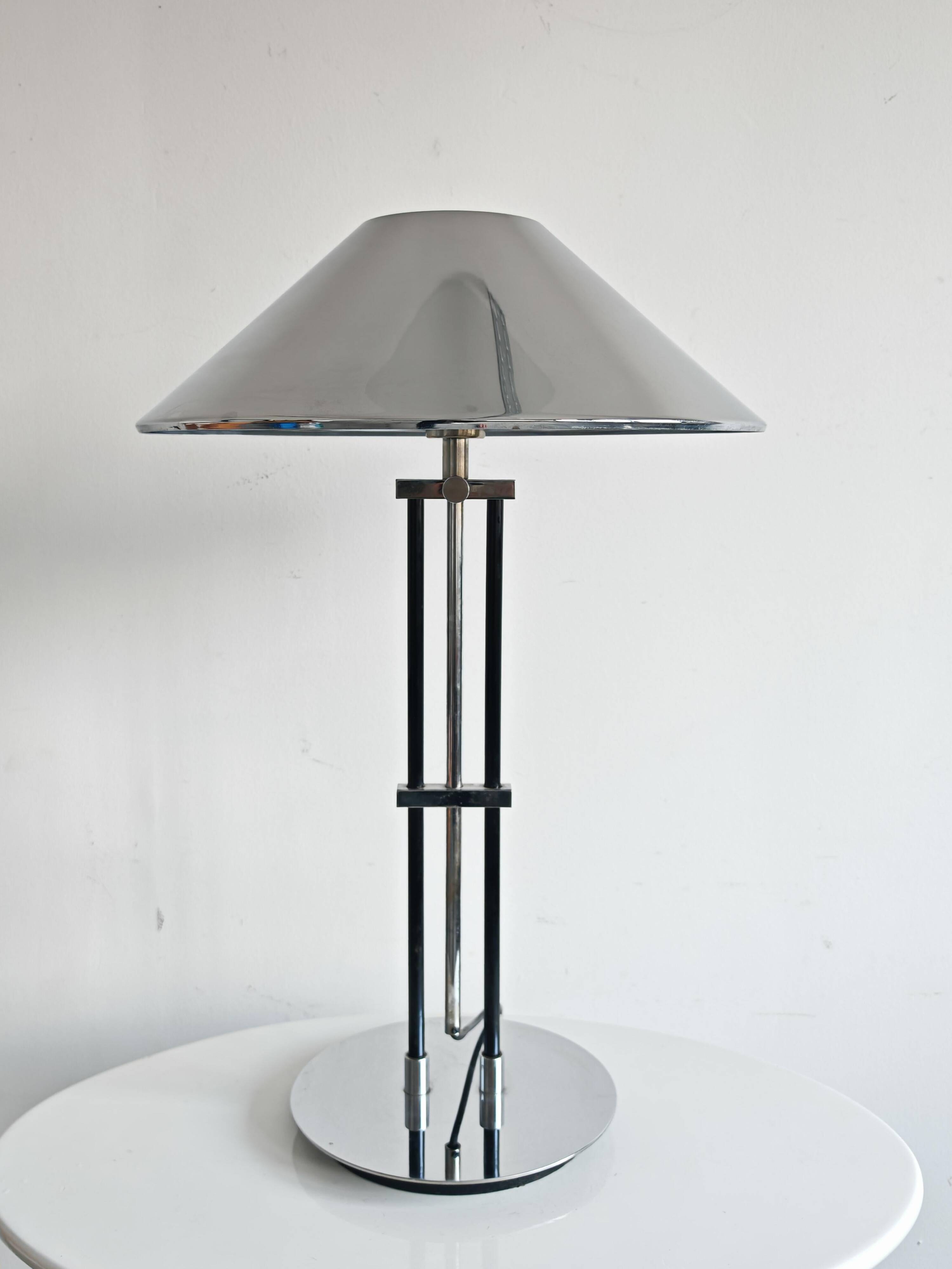 Space Age table lamp in nickel-plated steel, height adjustable, 1970s.