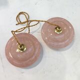 Pair of Art Deco suspensions in pink Clichy glass