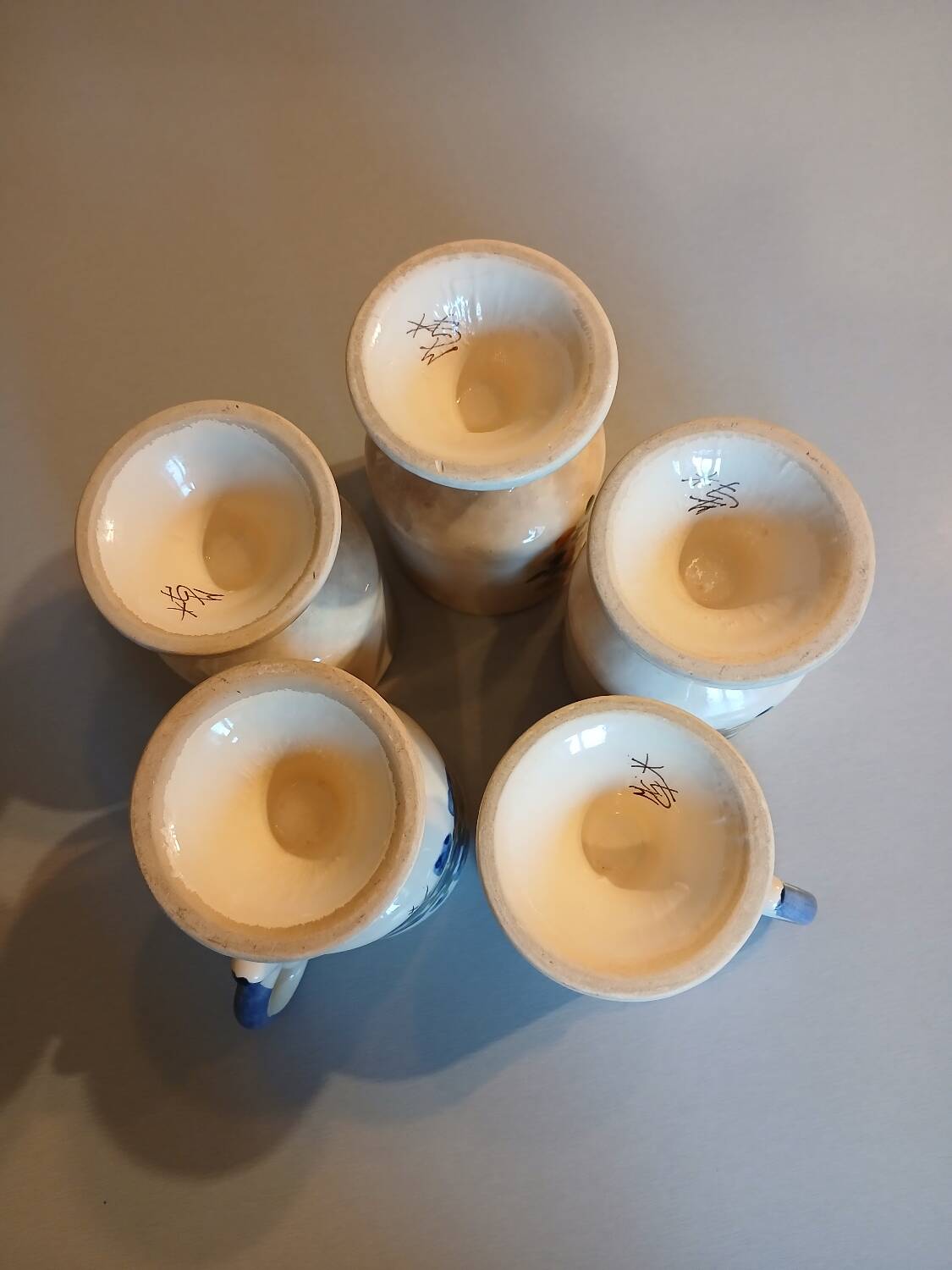 5 old ceramic mazagrans